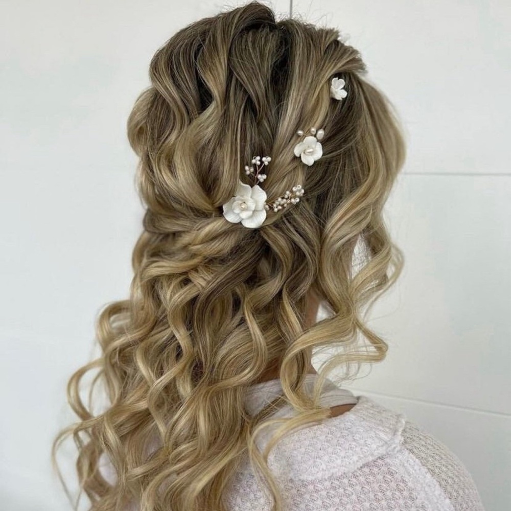 Porcelain and Freshwater Pearl Hair Pins (Set of 3)